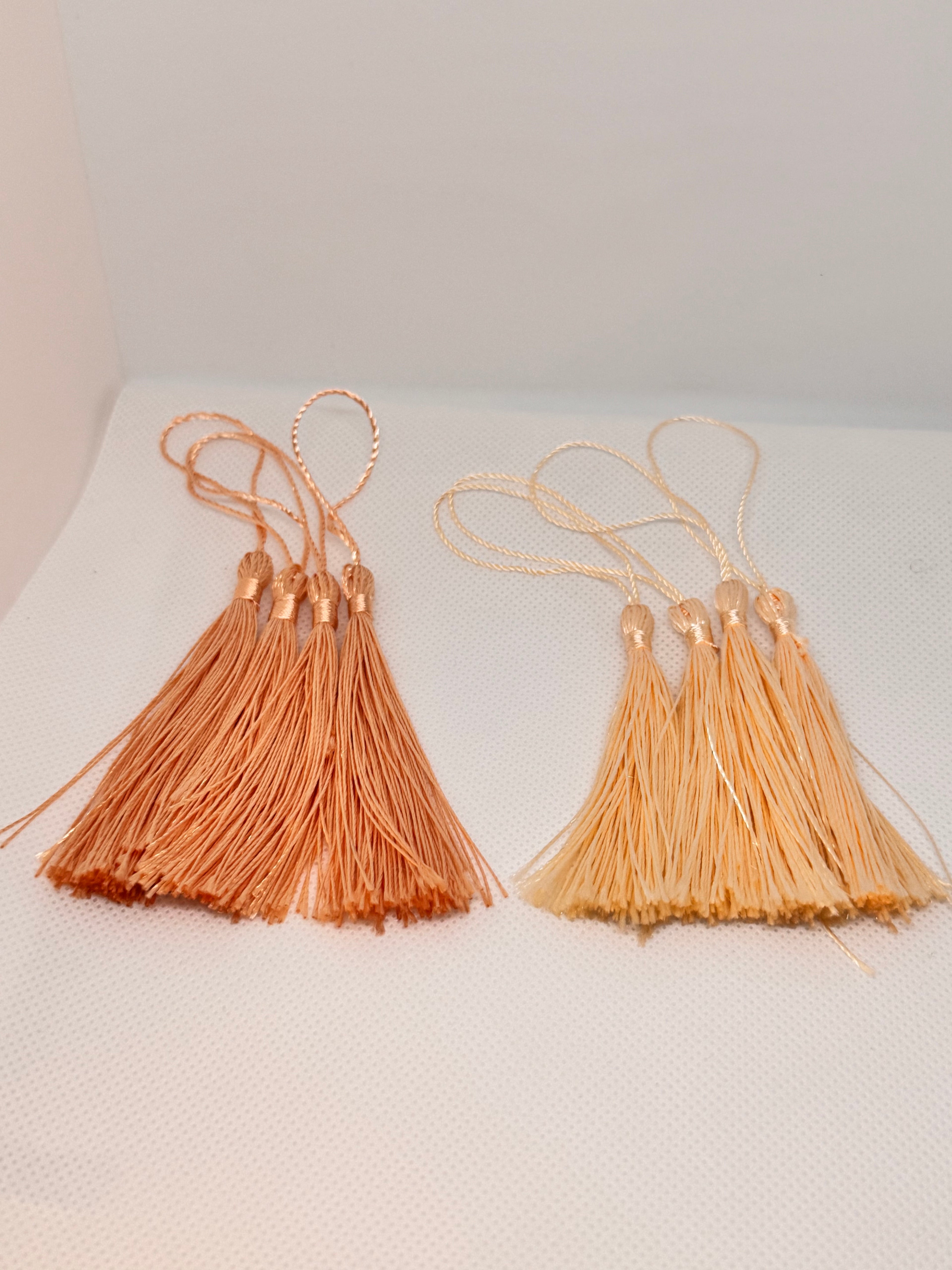 Tassels 8 Pcs 5 Inch Silky Handmade Soft Craft Mini Tassels with Loops for Jewelry Making, DIY Projects, Bookmarks. And other uses