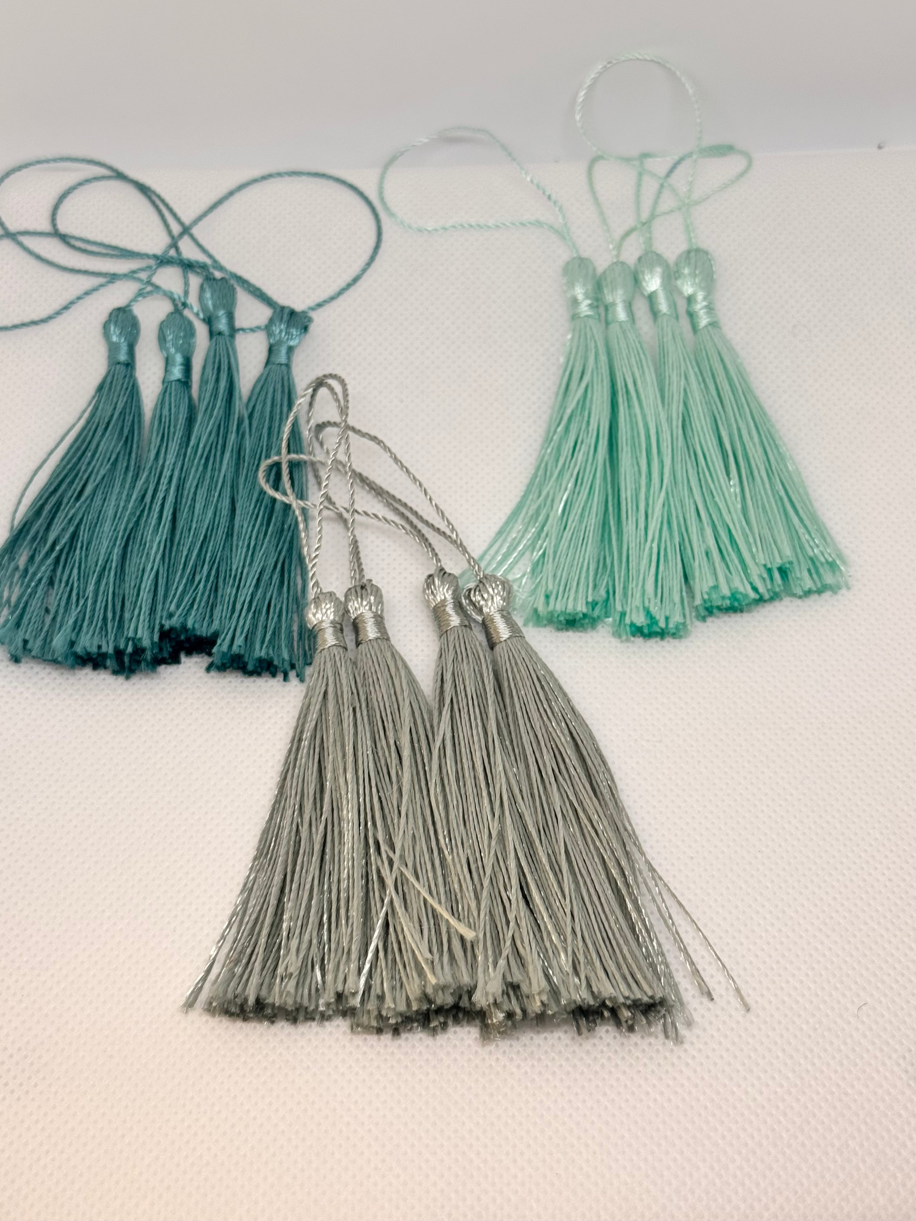 Tassels 12Pcs 5 Inch Silky Handmade Soft Craft Mini Tassels with Loops for Jewelry Making, DIY Projects, Bookmarks.