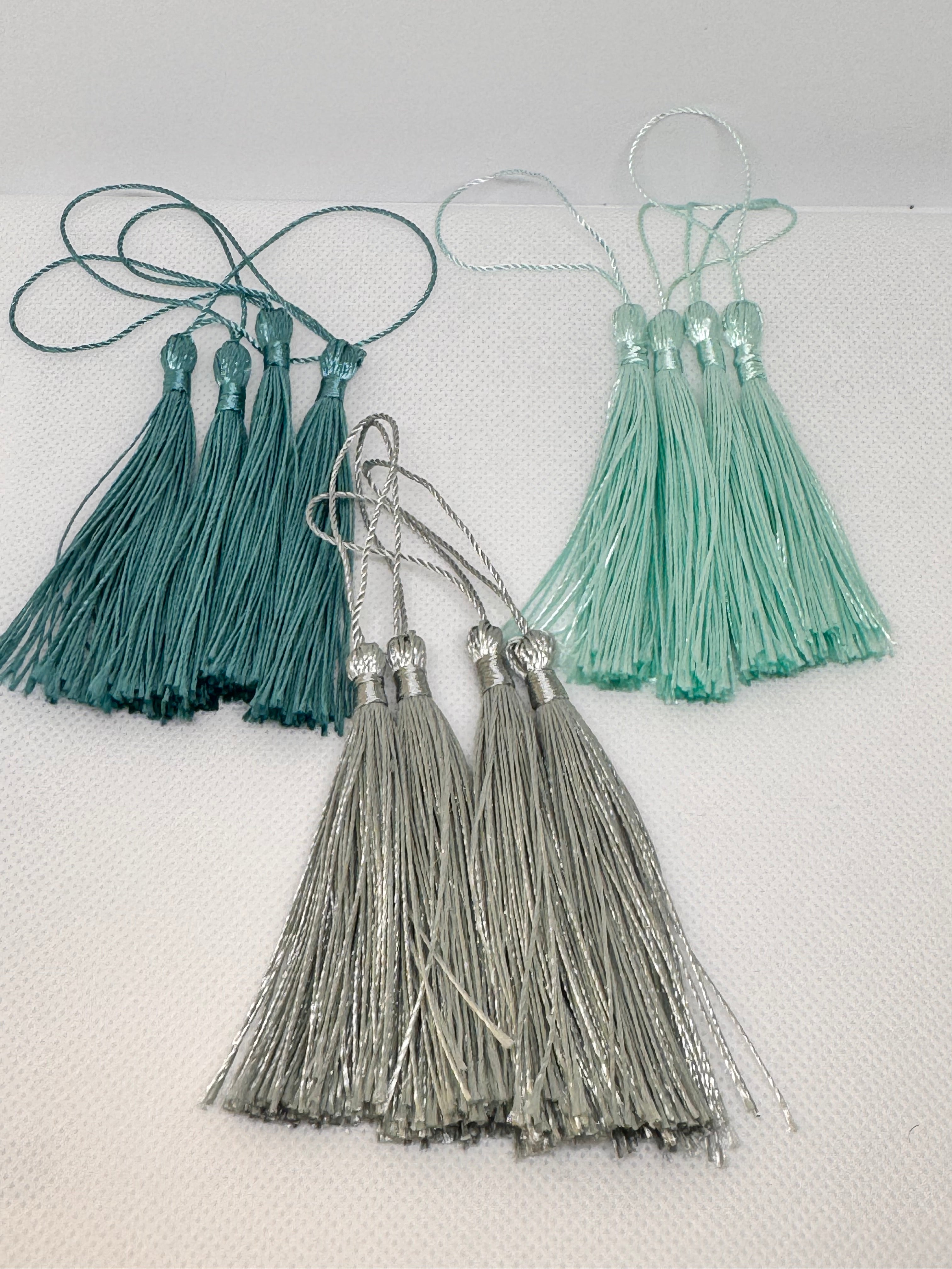 Tassels 12Pcs 5 Inch Silky Handmade Soft Craft Mini Tassels with Loops for Jewelry Making, DIY Projects, Bookmarks.