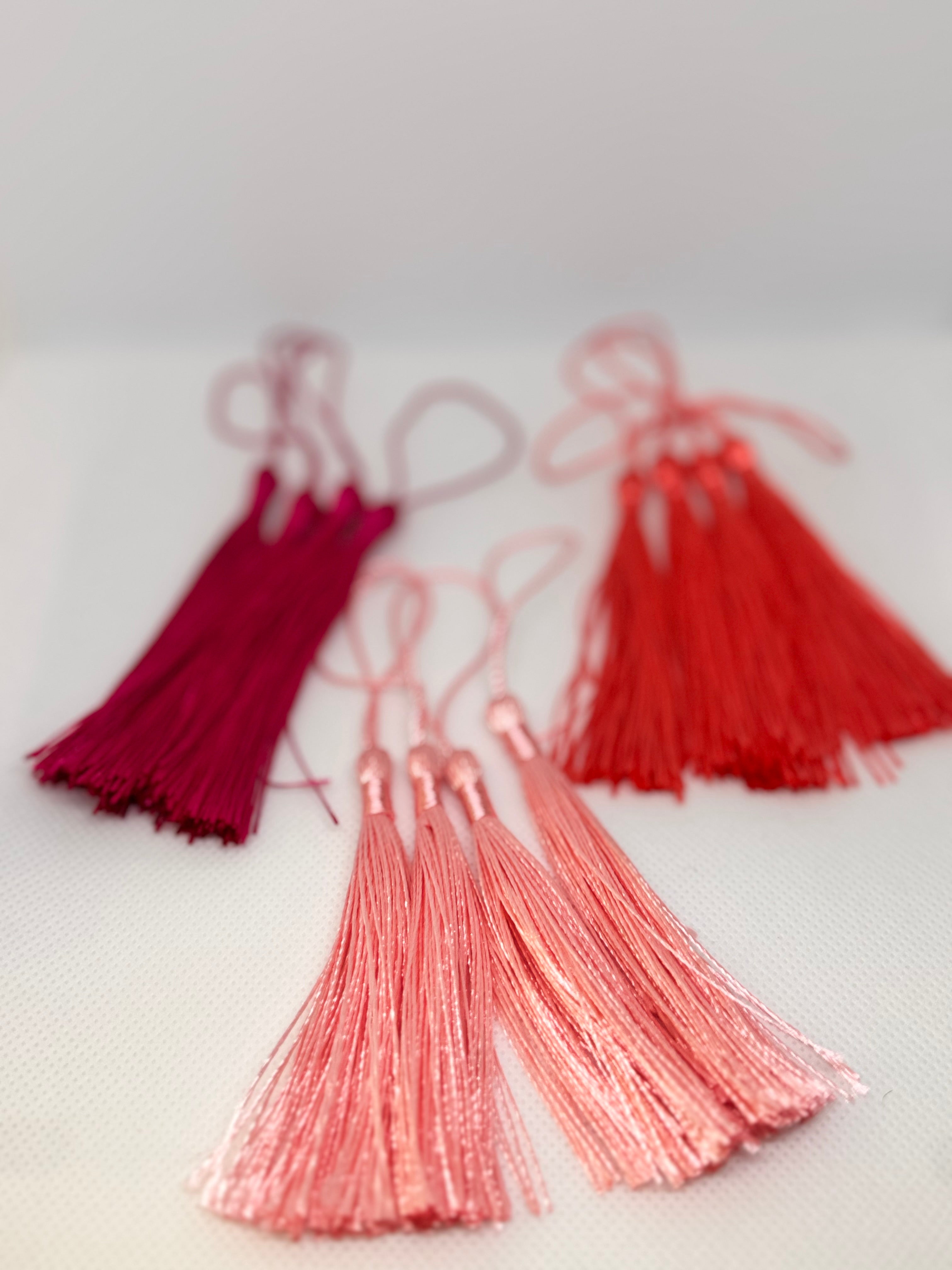 Tassels 12Pcs 5 Inch Silky Handmade Soft Craft Mini Tassels with Loops for Jewelry Making, DIY Projects, Bookmarks and other uses