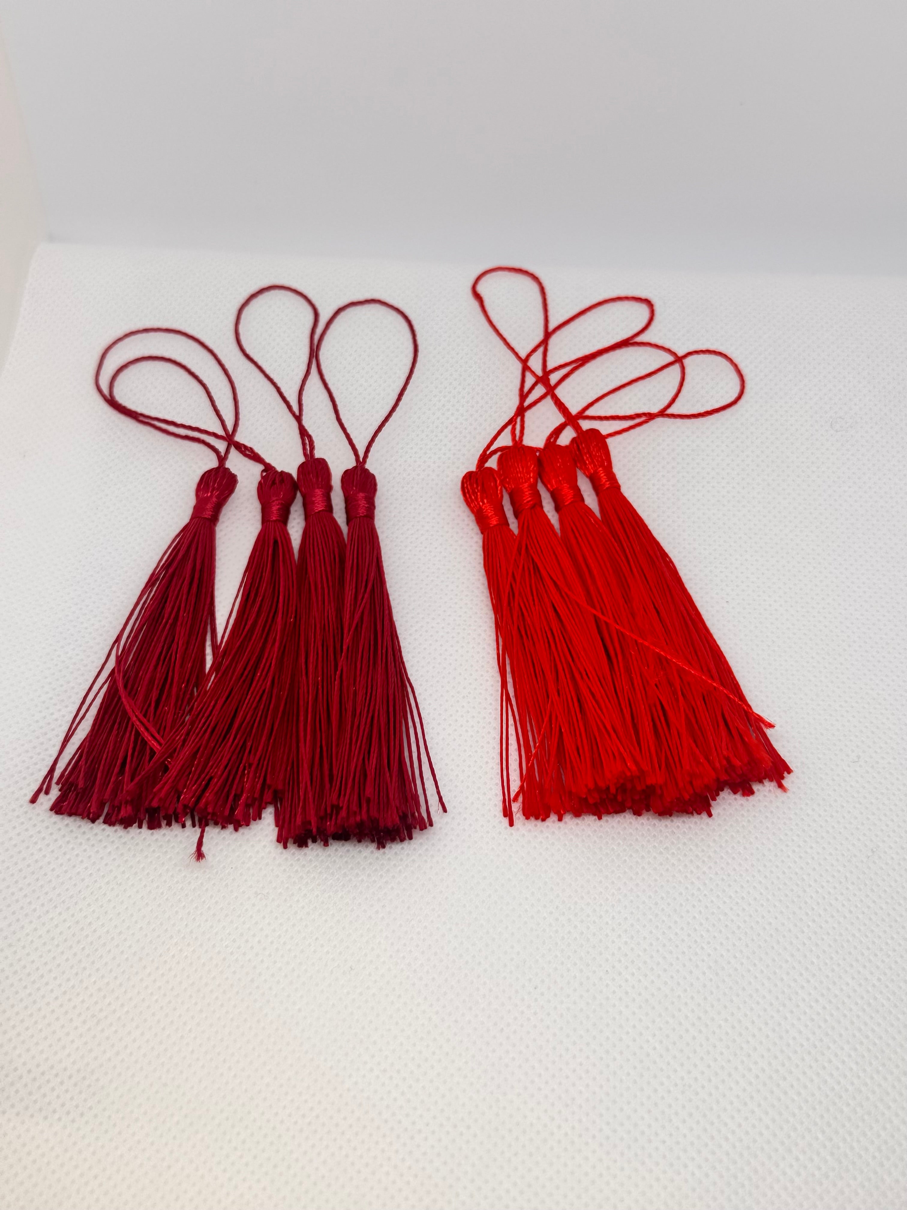 Tassels 8 Pcs 5 Inch Silky Handmade Soft Craft Mini Tassels with Loops for Jewelry Making, DIY Projects, Bookmarks and other uses