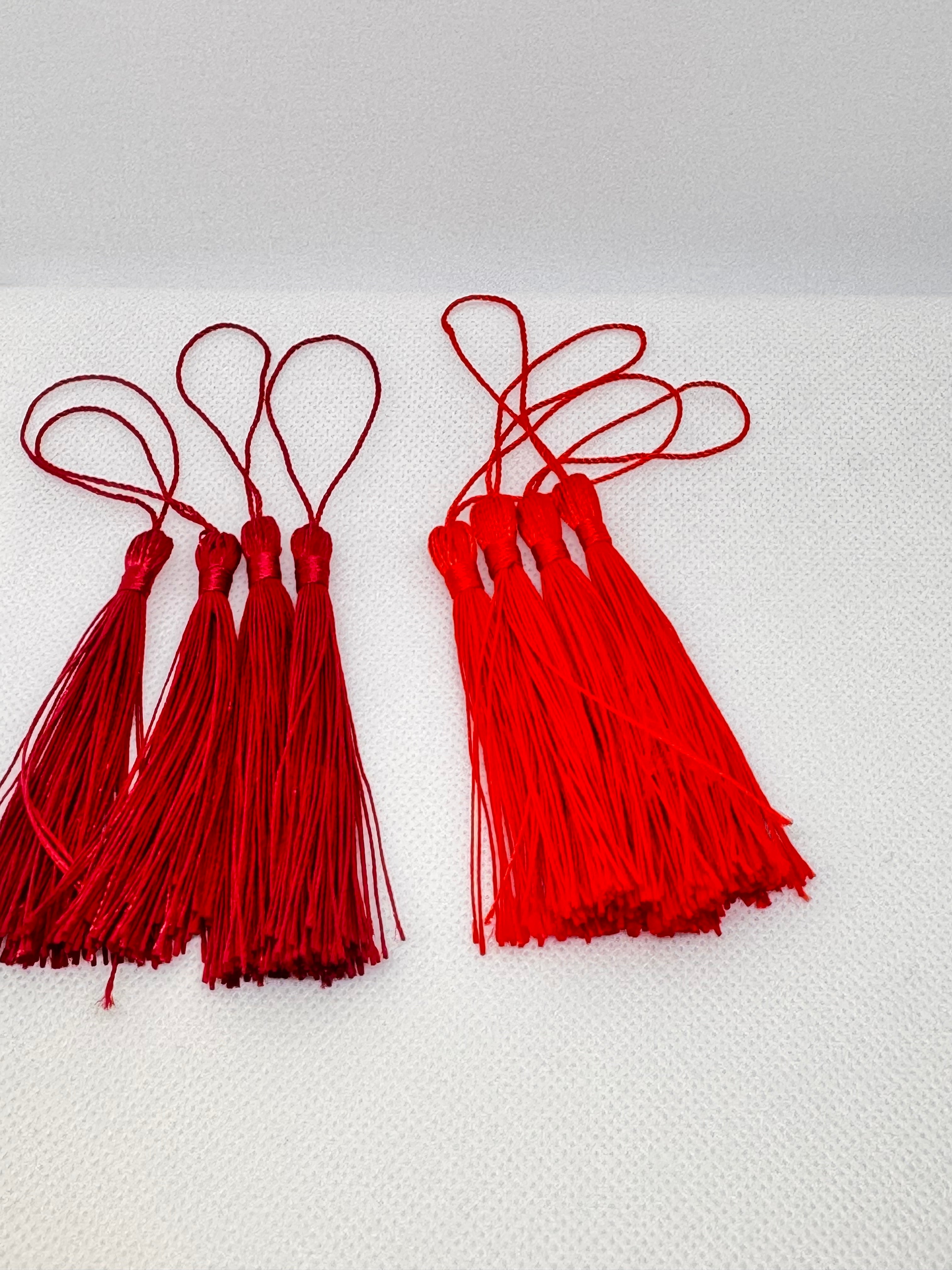 Tassels 8 Pcs 5 Inch Silky Handmade Soft Craft Mini Tassels with Loops for Jewelry Making, DIY Projects, Bookmarks and other uses