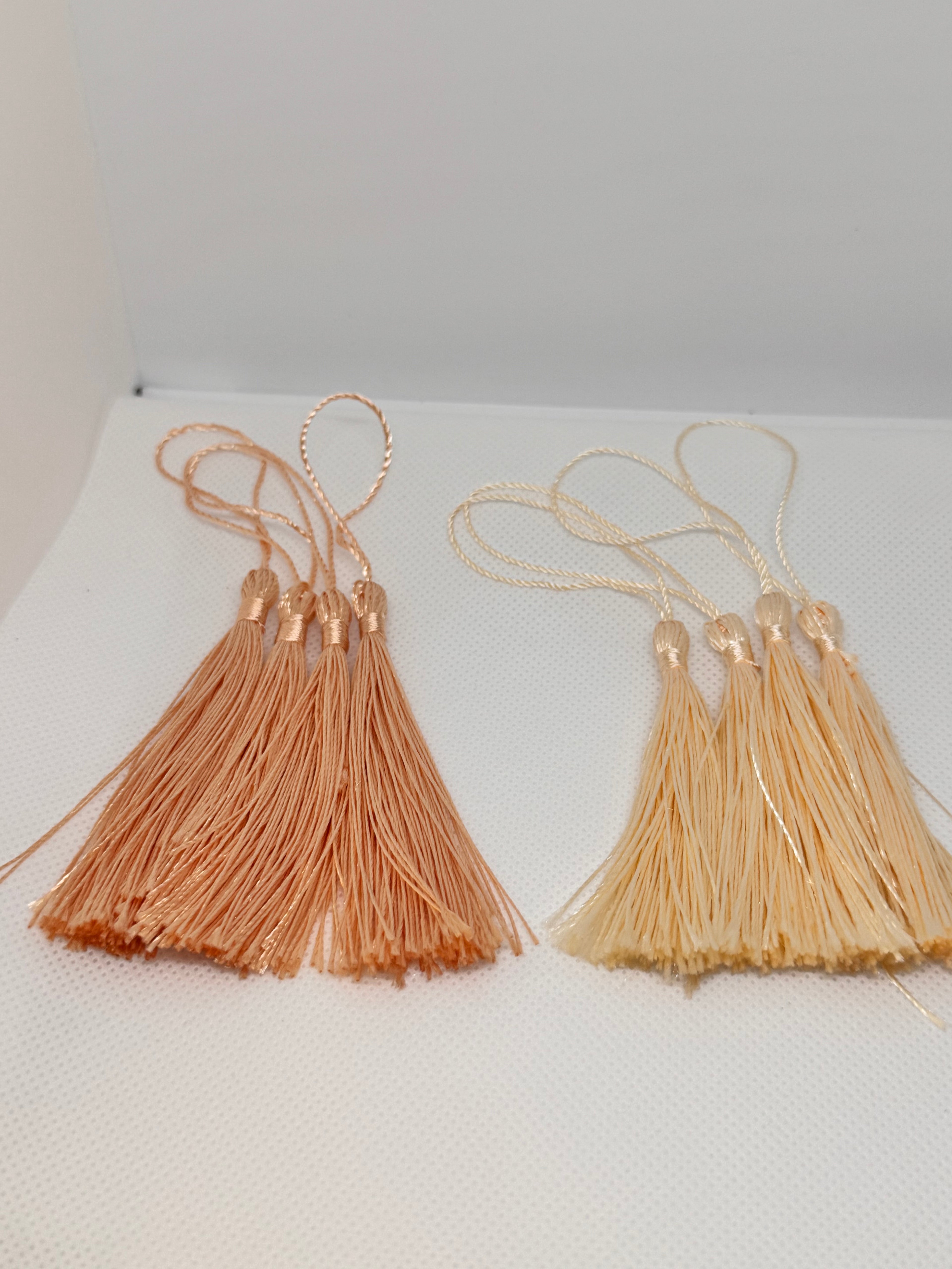 Tassels 8 Pcs 5 Inch Silky Handmade Soft Craft Mini Tassels with Loops for Jewelry Making, DIY Projects, Bookmarks. And other uses